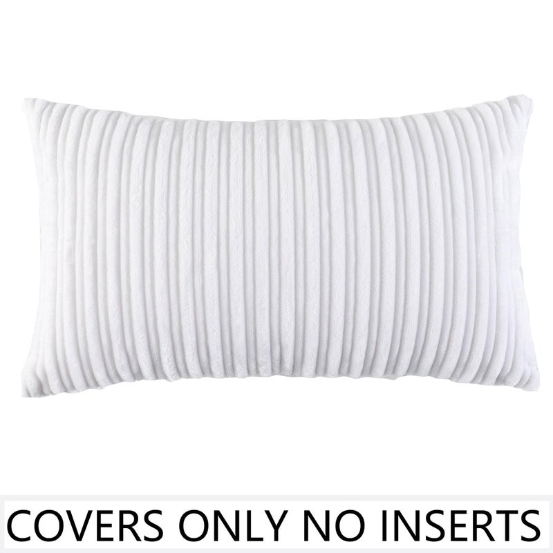 UGS UGASA UGASA Velvet Pillow Covers Striped, Decorative Throw Cushion Case with Hidden Zipper for Home Couch/Bedroom/Car, Soft Cozy Solid Oblong, 1 Piece (12"x20", Pure White) - Image 5